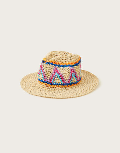 Macrame Detail Fedora Hat, , large