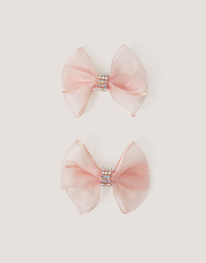 2-Pack Rhinestone Bow Hair Clips, , large