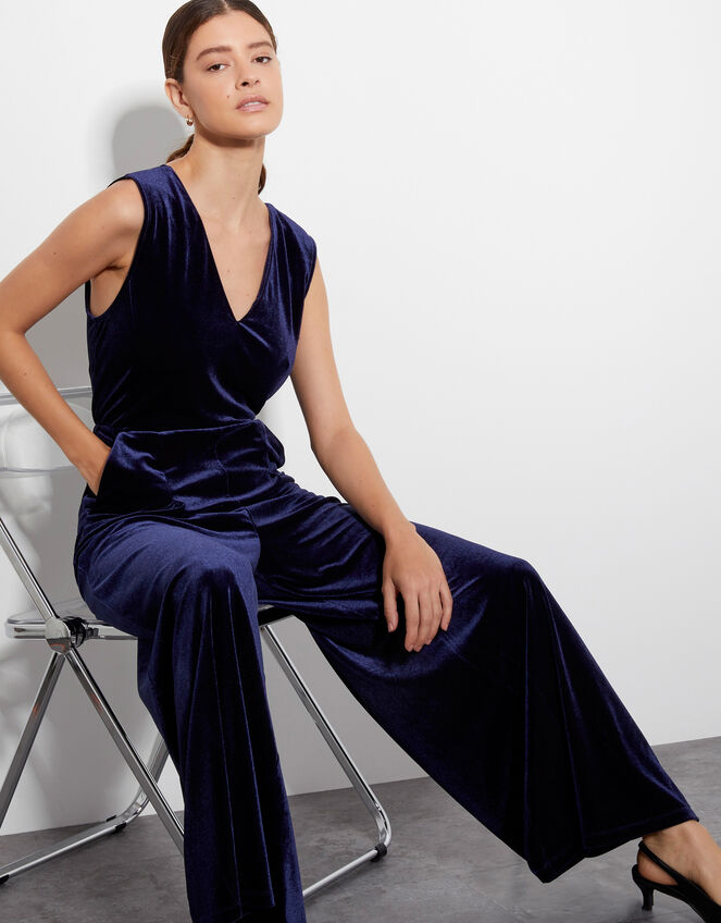 Vayle Velvet Jumpsuit, Blue (MIDNIGHT), large