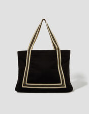 Nia Stripe Strap Tote Bag, Black (BLACK), large