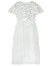 Truth Cape Sleeve Sequin Dress, Ivory (IVORY), large