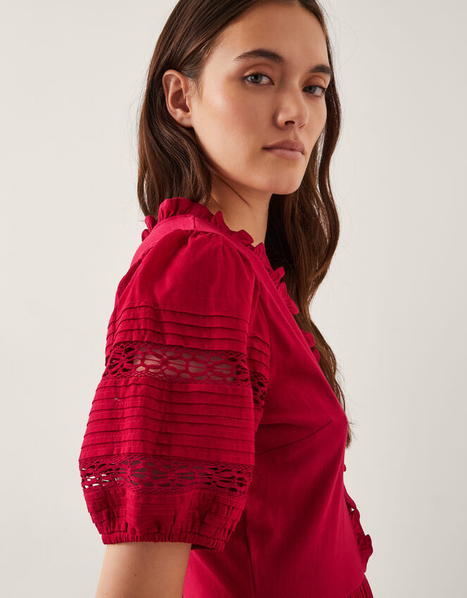 Wendy Tiered Midi Dress, Red (RED), large