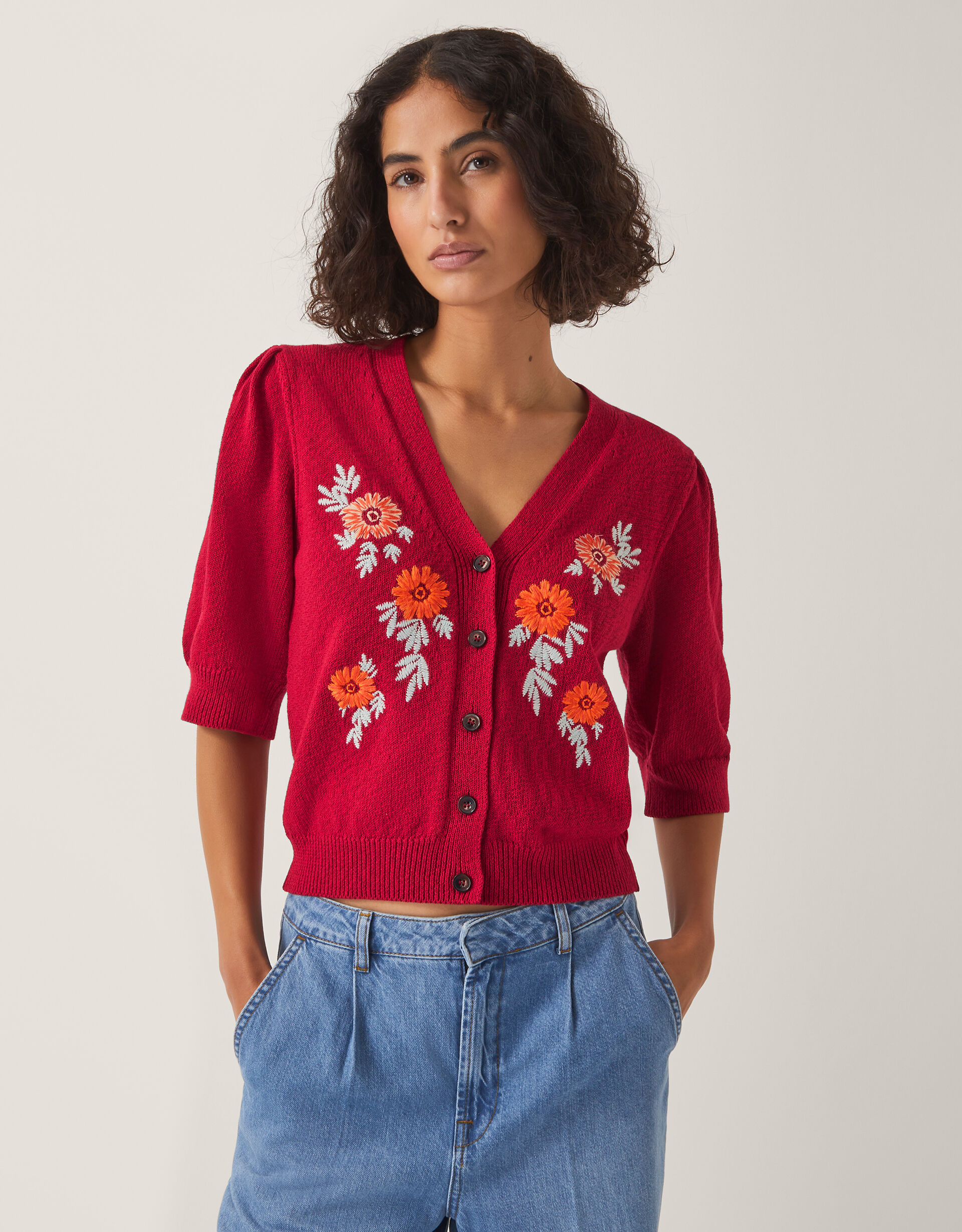 トップス Rose flower motif short sleeve cardigan Rose flower motif short sleeve cardigan | ファッション通販
