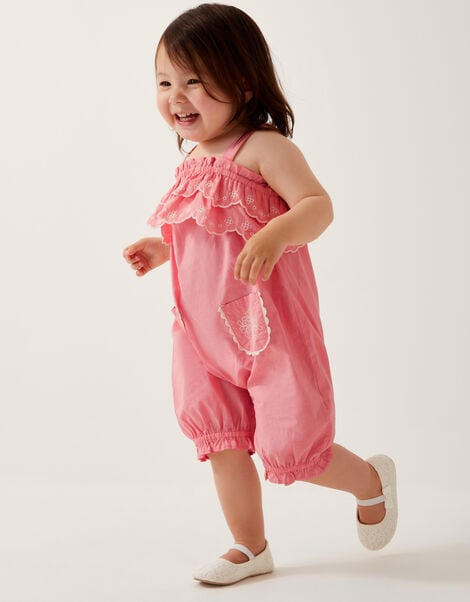 Baby Broderie Romper, Pink (PINK), large