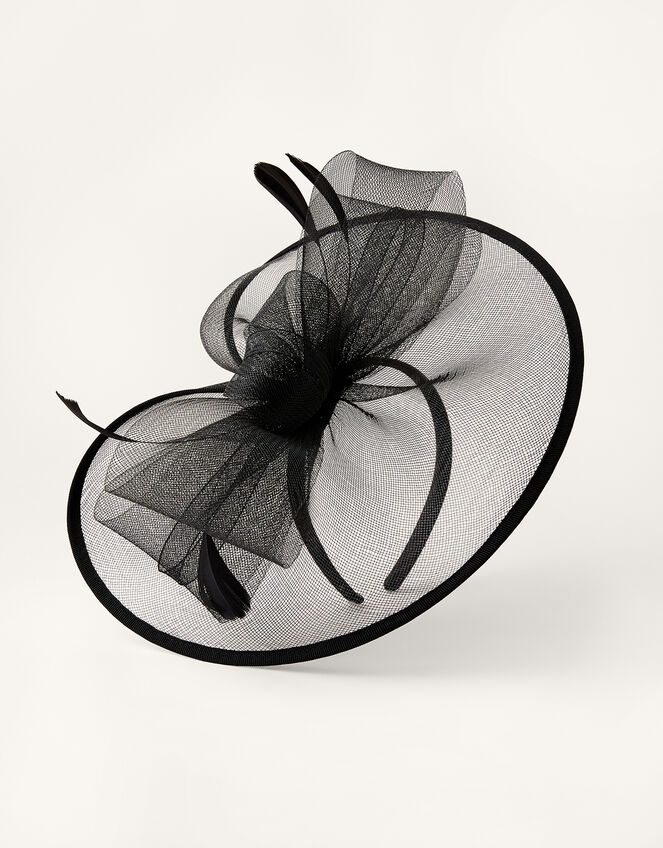 Crin Disc Fascinator Headband, Black (BLACK), large