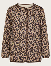 Rue Reversible Quilted Leopard Print Jacket, Brown (BROWN), large