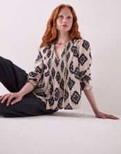 East Kaira Monochrome Cotton Top, Black (BLACK WHITE), large