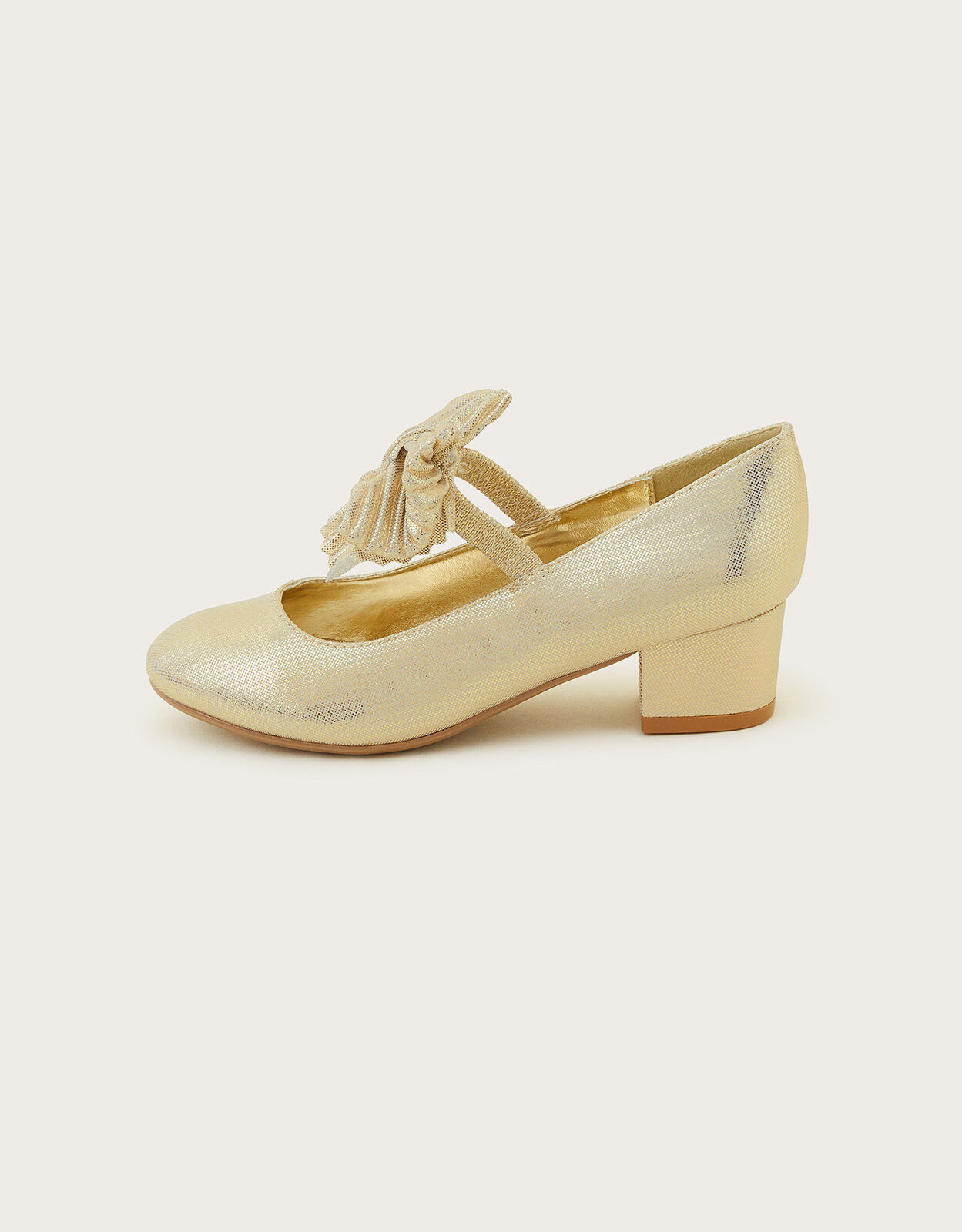 Pleated Bow Heeled Shoes Gold Girls Shoes Boots Monsoon Global