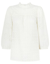 Rachel Broderie Lace Blouse, Ivory (IVORY), large