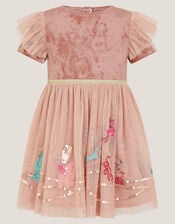 Baby Christmas Scene Tulle Disco Dress, Pink (PINK), large