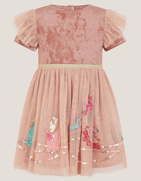 Baby Christmas Scene Tulle Disco Dress, Pink (PINK), large