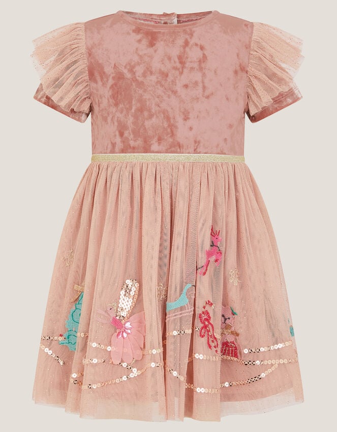 Baby Christmas Scene Tulle Disco Dress, Pink (PINK), large