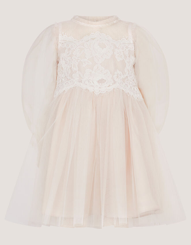 Baby Paige Lace Party Dress, White (WARM IVORY), large