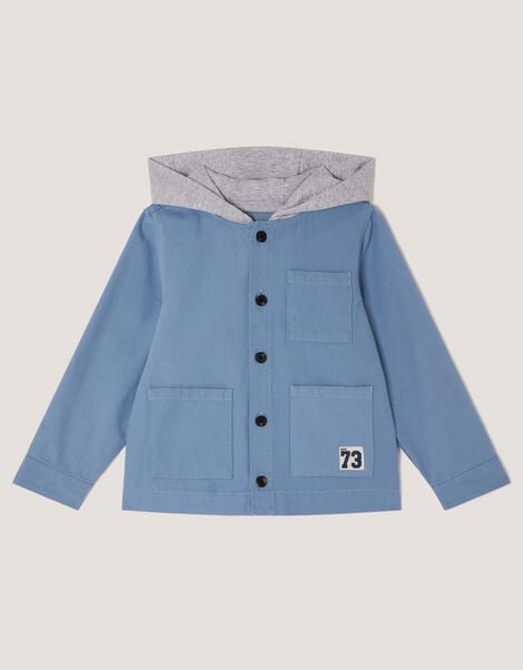 Hooded Chore Jacket, Blue (BLUE), large