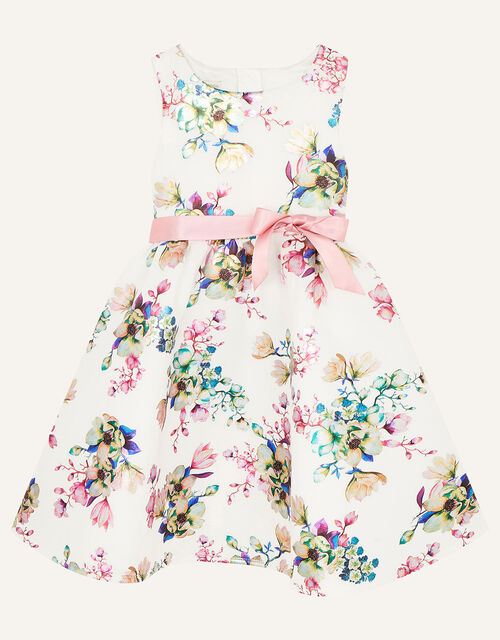 Foil Floral Scuba Dress Ivory