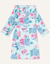 Elle Floral Chunky Robe, Blue (AQUA), large