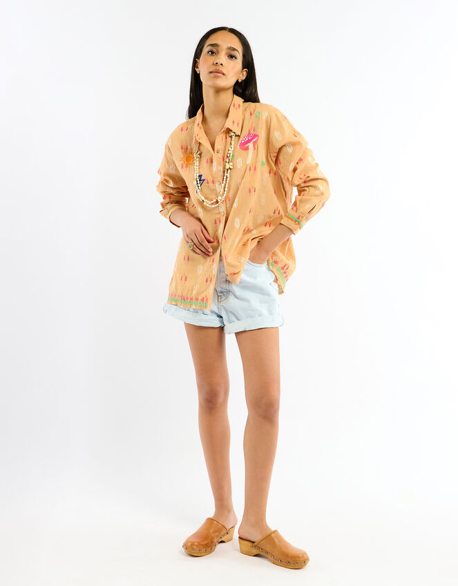 Wild Charlie Jacquard Shirt, Orange (ORANGE), large