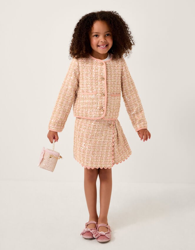 Sequin Tweed Skort, Pink (PINK), large