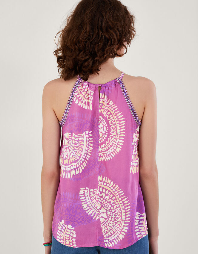 Tie Strap Print Cami Top, Purple (LILAC), large