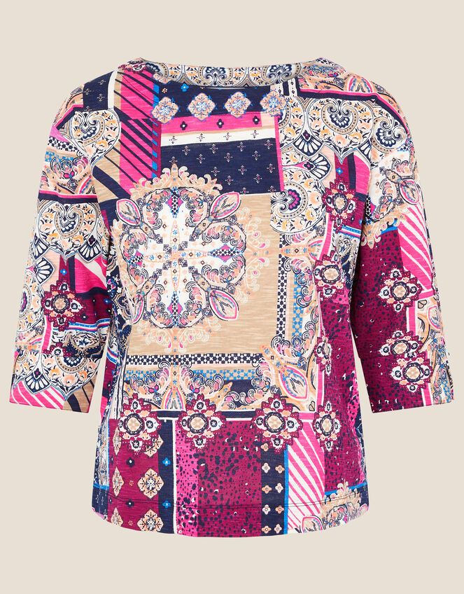 Patch Print Jersey Top, Pink (PINK), large