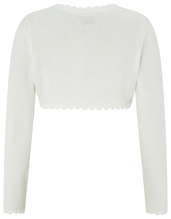 Niamh Sparkle Knit Cardigan with Crystal Button, Ivory (IVORY), large