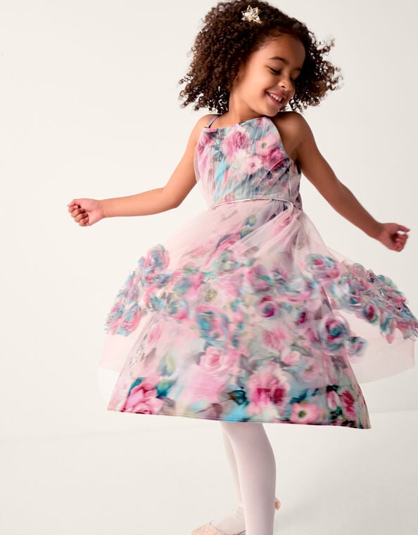 Rose Appliqu&eacute; Tulle Dress, Multi (MULTI), large