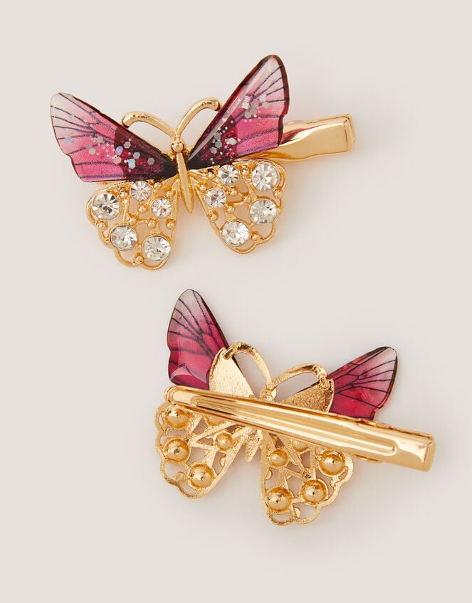 2-Pack Jewel Butterfly Hair Clips, , large