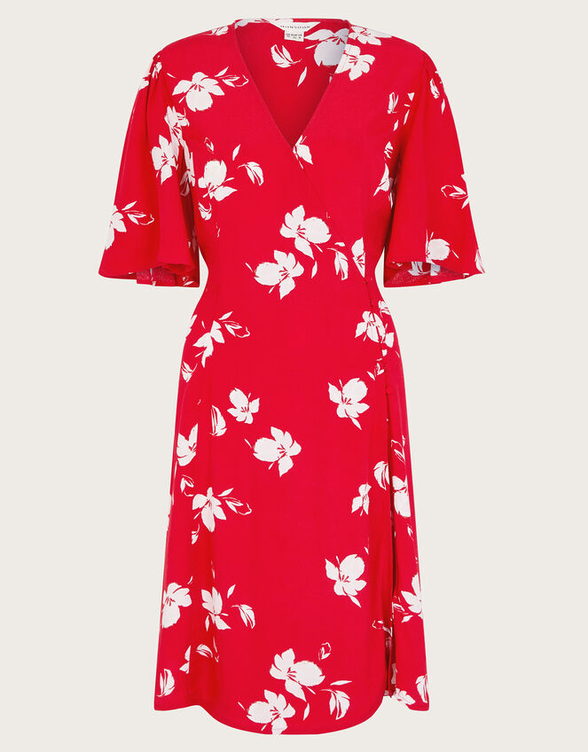 Iggy Floral Wrap Dress, Red (RED), large