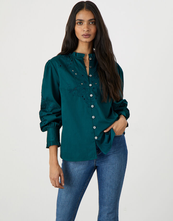 Ciara Cutwork Blouse, Teal (TEAL), large