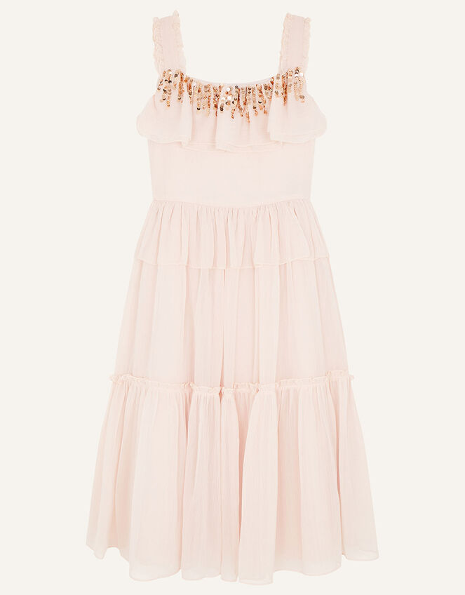 Sequin Tiered Maxi Dress, Natural (CHAMPAGNE), large