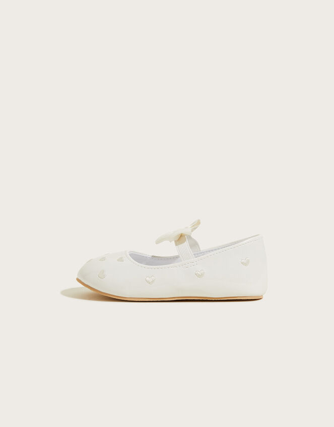 Patent Heart Embroidered Walker Shoes, Ivory (IVORY), large