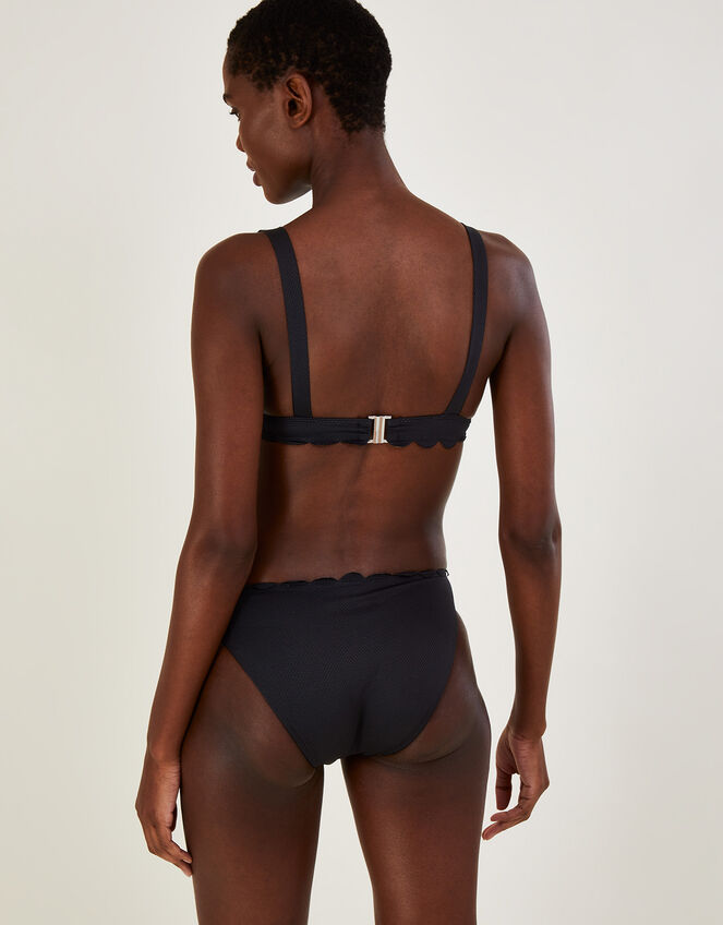 Scallop Edge Plain Bikini Top with Recycled Polyester Black | Bikini tops |  Monsoon