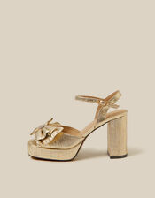 Iona Bow Platform Heels, Gold (GOLD), large