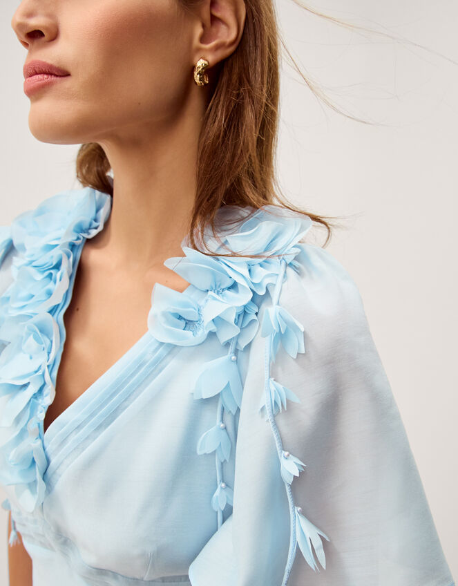 Clarissa Floral Appliqu&eacute; Midi Dress, Blue (PALE BLUE), large