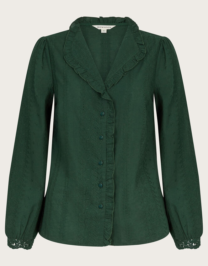 Cora Embroidered Shirt, Green (GREEN), large