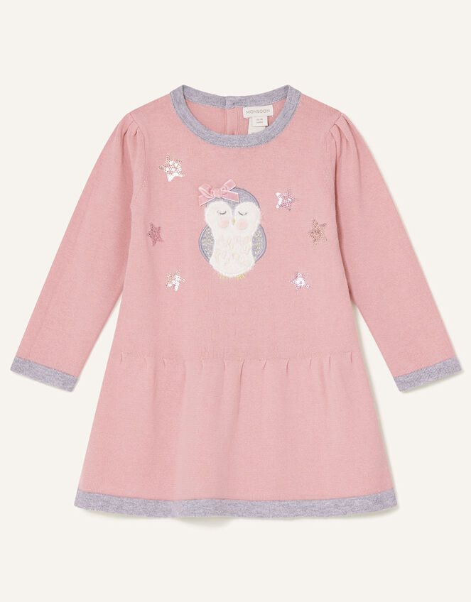 Baby Owl Knit Dress, Pink (PINK), large