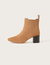 Square Toe Suede Chelsea Boots, Tan (TAN), large