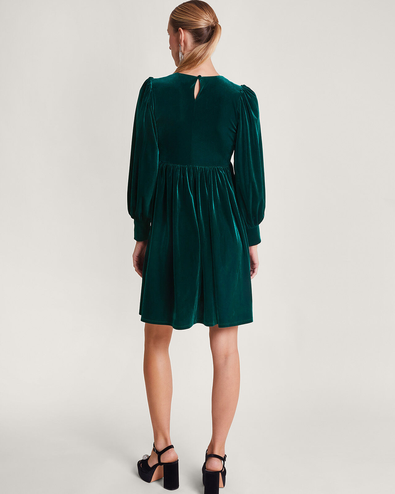 Monsoon green velvet dress outlet