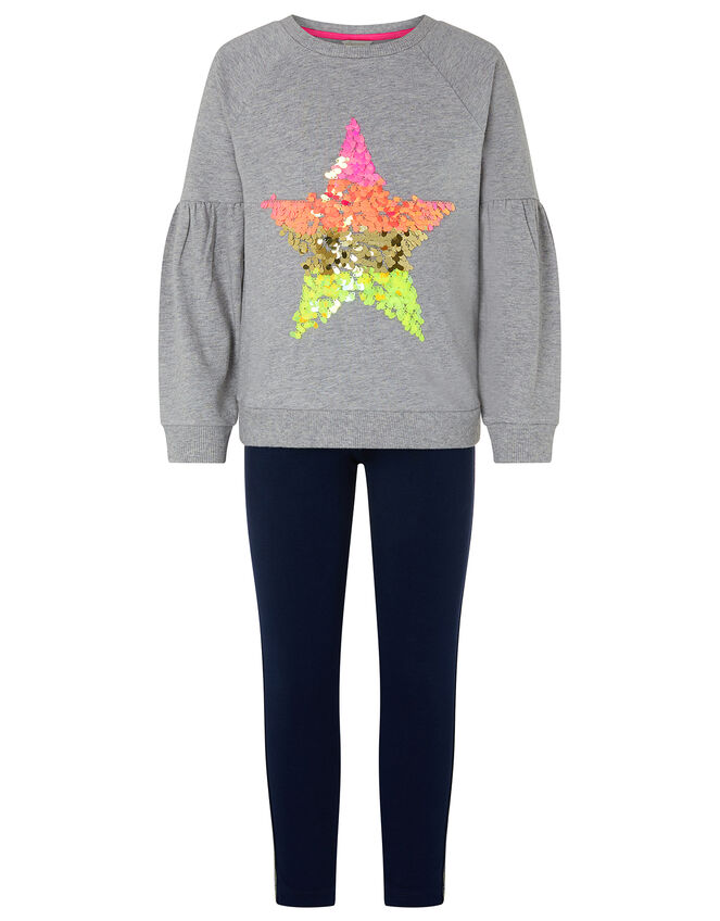 Star Sweatshirt and Legging Set, Grey (GREY), large