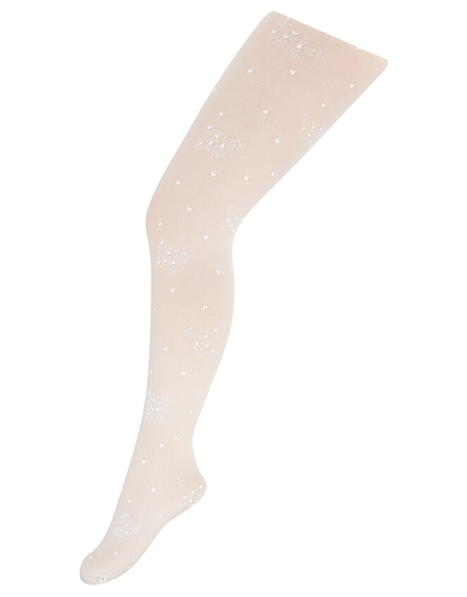 Swirly Heart Flower Tights, Ivory (IVORY), large