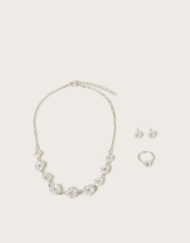 Pearly Flower Jewellery Set, Ivory (IVORY), large