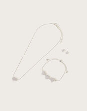 Dainty Diamante Heart Jewellery Set, , large