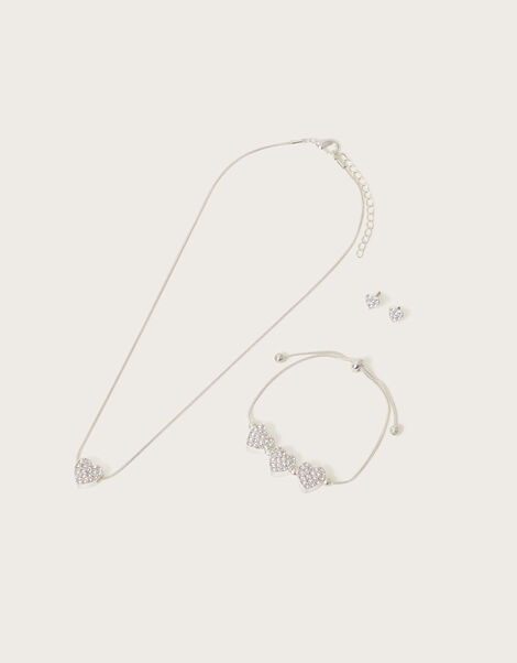 Dainty Diamante Heart Jewellery Set, , large