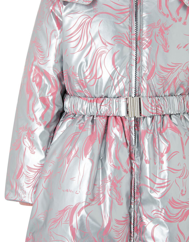 Metallic Unicorn Padded Coat, Silver (SILVER), large