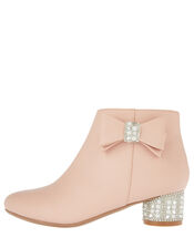 Belinda Pearl and Diamante Heeled Boots, Pink (PINK), large