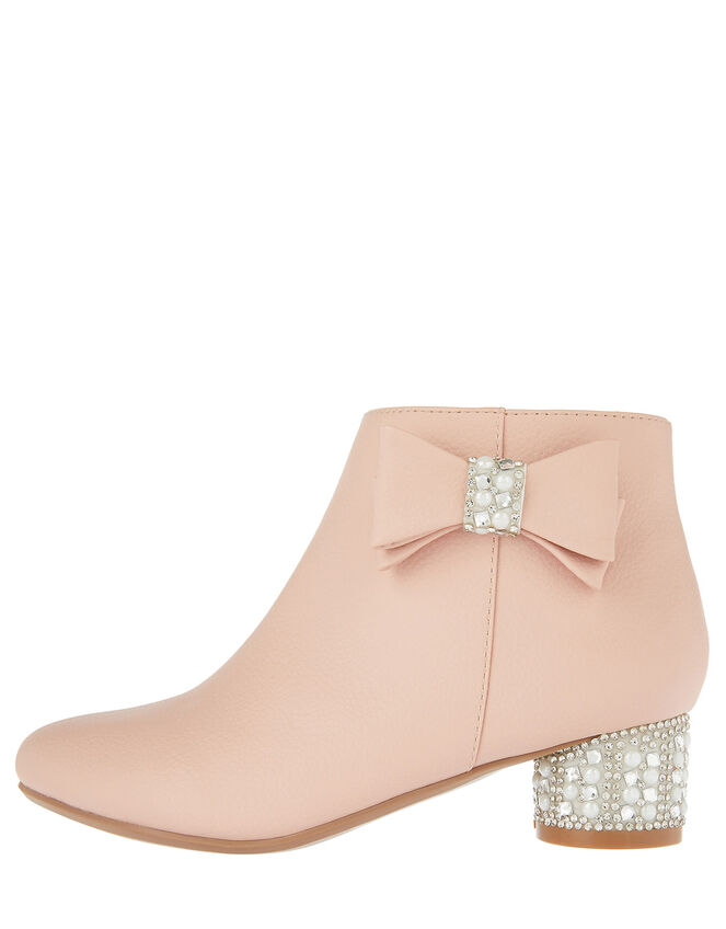 Belinda Pearl and Diamante Heeled Boots, Pink (PINK), large