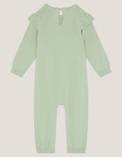 Newborn Embroidered Cable Knit Romper, Green (GREEN), large