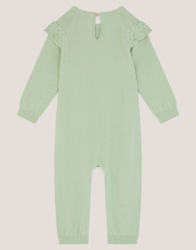 Newborn Embroidered Cable Knit Romper, Green (GREEN), large