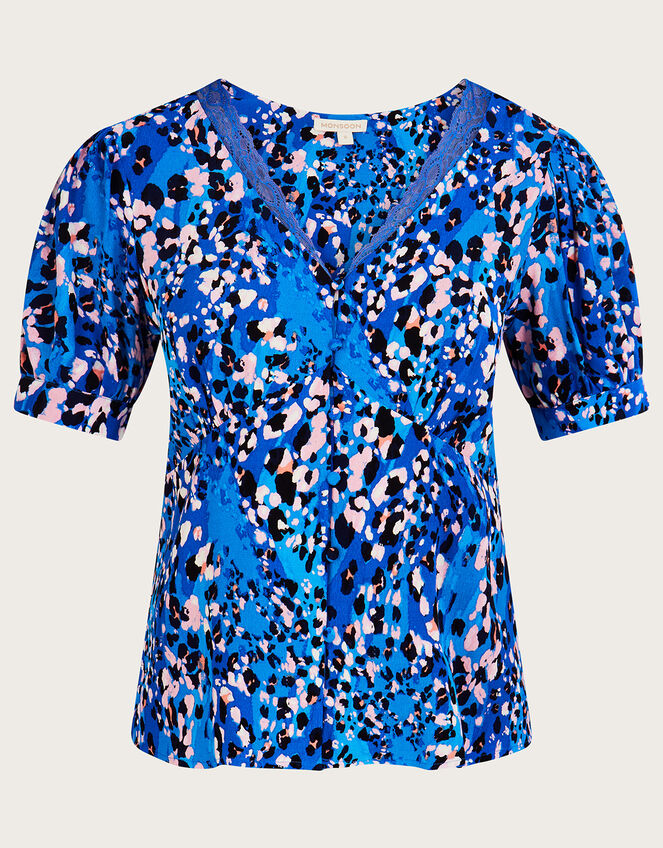 Dixie Print Top with LENZING™ ECOVERO™ , Teal (TEAL), large