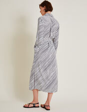 Sabitha Stripe Midi Shirt Dress, Black (BLACK), large